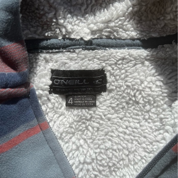 Kid's O'Neill Hoodie Multicolor Striped 4 Lined Zip Outdoor Camping Hike Surf - Picture 2 of 11